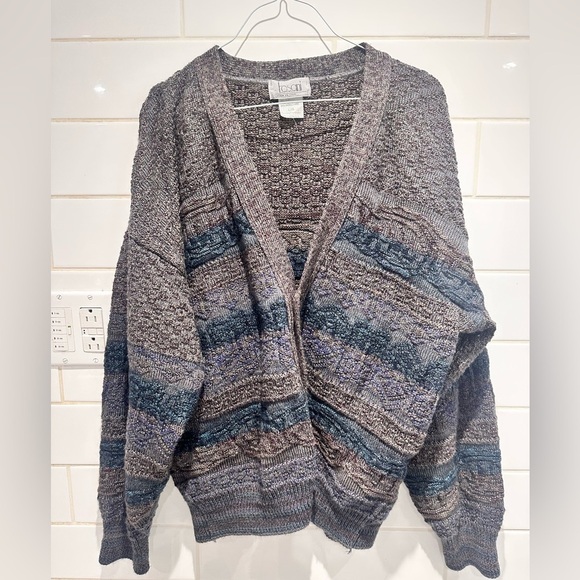 Tosani Sweaters - Title:
Vintage Tosani Wool Blend Marled Knit Cardigan Oversized Cozy Fit Large